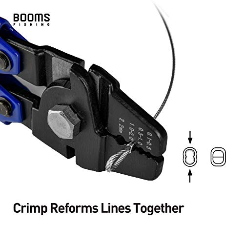Booms Fishing CP1 Fishing Crimping Pliers, High Carbon Steel Fishing Plier Wire Rope Leader Crimping Tool, 10 inch Crimpers Swager with Ergonomic Handle - style: Blue Crimper Only