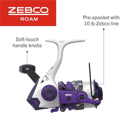 Zebco Roam Spinning Reel and Fishing Rod Combo, Fiberglass Rod, Split ComfortGrip Handle, Soft-Touch Handle Knob, Reversible Retrievee - color: Prism Purple, size: 6-Foot 6-Inch, Size 30 Reel