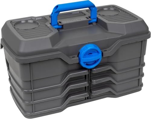 Flambeau Outdoors 660NGAK Next Gen 6/0 Large Fishing Tackle Box - 6 Pivot Trays, 32 Compartments, Includes 25-piece Tackle Kit, Fishing Tackle and Gear Storage, Fishing Lure Organizer, Dark Gray - size: With Tackle Kit