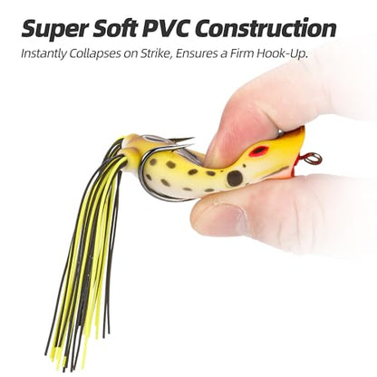 Soft Frog Lures, Topwater Swimbaits for Bass Fishing, Realistic PVC Design, Weedless Hooks, Perfect for Freshwater & Saltwater, Effective Fishing Lures for Pike & Snakehead - style: 5pcs-style a