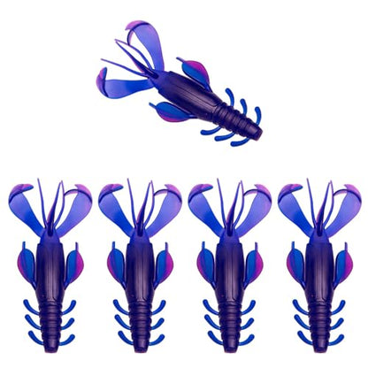 Fishing Soft Lures Shrimp Baits, Fishing Tackle Durable Flexible Bait Saltwater Freshwater Fishing Lure, 5 Pack - color: blue and purple