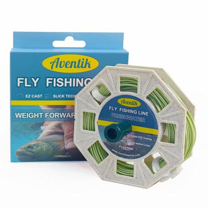 Aventik ProWeight WF Floating Fly Fishing Line Welded Loops Weight Forward Freshwater Trout Fly Line Kit WF 3 4 5 6 7 8 Low Stretch Slick Coating Accurate Casting - color: Grassgreen, size: 6F