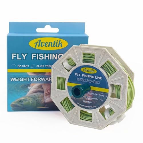 Aventik ProWeight WF Floating Fly Fishing Line Welded Loops Weight Forward Freshwater Trout Fly Line Kit WF 3 4 5 6 7 8 Low Stretch Slick Coating Accurate Casting - color: Grassgreen, size: 8F