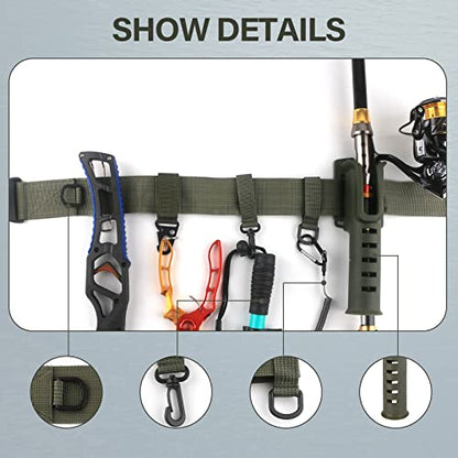 Fishing Wading Belt Rod Holder Adjustable Wader Waist Belt for Fly Surf Casting Spinning Pole Fishing Tool Tackle (Black) - color: Green