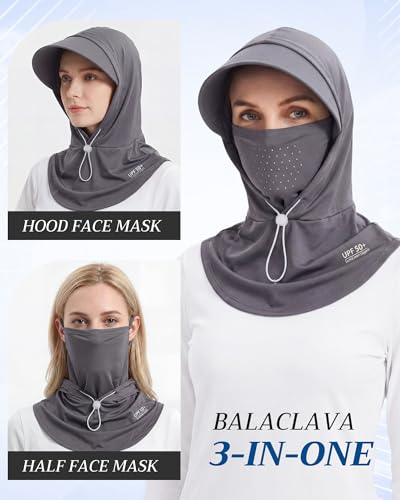 Shihanee 3 Pack Balaclava Face Mask Sun Protection Hood Cooling Breathable Full Head Mask for Men Women Fishing Cycling - color: Black, Grey, Misty Grey