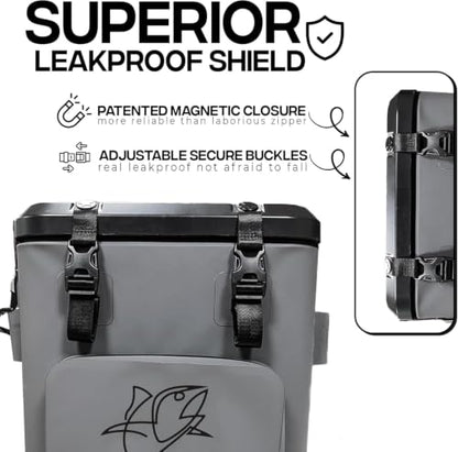 Backpack Coolers Insulated Leak Proof | Fish Kill Bags Backpack Coolers Insulated Leak Proof, Magnetic Closure Waterproof Durable for Camping & Hiking - Gray