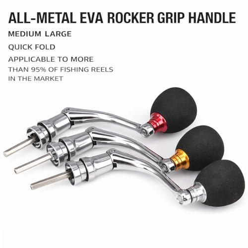 Keenso Reel Replacement Handle, Metal Rocker Arm Grip Spinning Metal Made hex Trunk Spinning Fishing Reel with EVA Premium Metal Comfortable and Anti-Slip - color: Sliver, size: Large