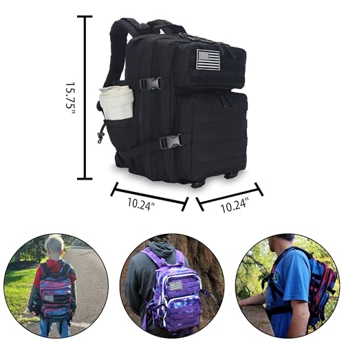 Lovelinks21 25L Tactical Backpack for Men and Women Military Backpack Small Assault Pack Molle Backpack Bug Out Bag Travel Rucksack Daypack (Black) - color: Black
