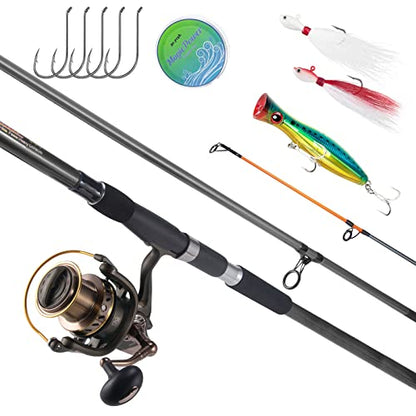 Dr.Fish Surf Fishing Rod and Reel Combos Saltwater Fishing Gear Set 12ft Surf Rod 10000 Reel Offshore Inshore Casting Pole Beach Casting Spinning Pole Kit Equipment Set Striper Pompano Flounder - color: Black Fishing Rod