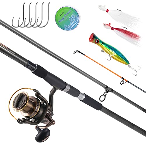 Dr.Fish Surf Fishing Rod and Reel Combos Saltwater Fishing Gear Set 12ft Surf Rod 10000 Reel Offshore Inshore Casting Pole Beach Casting Spinning Pole Kit Equipment Set Striper Pompano Flounder - color: Black Fishing Rod