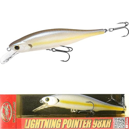LUCKY CRAFT Lightning Pointer 98XR, Freshwater Bass Fishing Lures and Walleye Fishing Lures, 4" Slow Sinking Jerkbait, 6-7ft Depth, Largemouth Smallmouth, Tournament Fishing Gear - color: 250 Chartreuse Shad