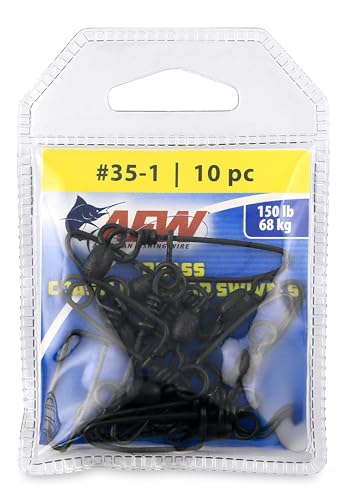 AFW Brass Coastlock Snap Swivels – Durable Fishing Gear with High-Strength Wire Snaps, Black Oxide Finish, Prevents Line Twisting & Kinking, Supports Up to 350 lb Test. - size: 10 pc, #1, 150 lb test