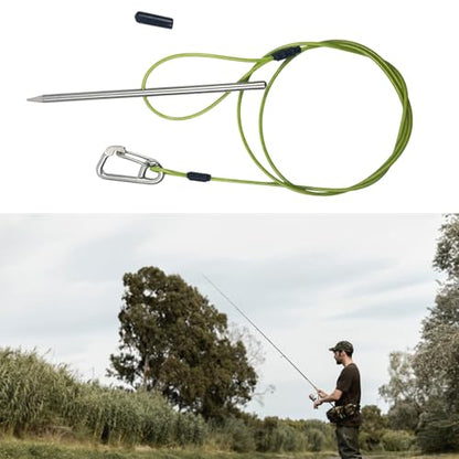 COOLHOOD Fish Stringer with Carabiner and Stainless Steel Cable Stringer Fish Holder for Diving Quick Handspear Underwater Fishing Gear with Tip - color: 100cm