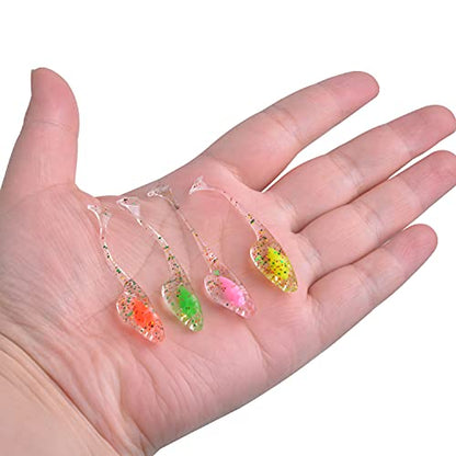 Crappie Lures Soft Plastic Fishing Lures Kit, 52pcs Glow Paddle Tail Swimbaits with Glitter, Mini Fishing Baits for Crappie Bluegill Trout Bass Perch Panfish, Freshwater Tackle Kit - color: 52pcs Crappie Jigs Lure Kit