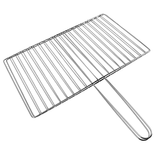 Yardwe Portable Stainless Steel Fish Grill Basket 16.33 Inch Outdoor Cooking Tool with Handle for Camping Bbq Grilling Meat Vegetables - color: Silver