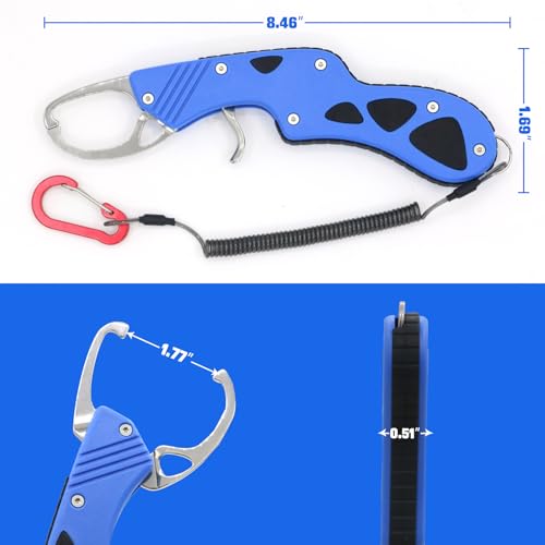 YZT High Strength Fish Gripper, Heavy Duty Stainless Steel Fishing Lip Grabber, Easy to Catch Fish,160g Portable Outdoor Men's Fishing Tools Gift,50 Pound Fish Grabber for Freshwater Saltwater