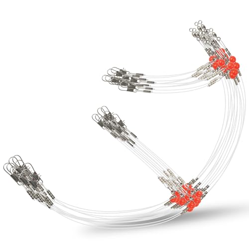 Fishing Leaders Saltwater Tackle Rig Surf Fishing Rigs with Swivel Snaps High Strength Wire Leader Bottom Rigs Fishing Gear Equipment for Lures Bait Hooks - color: White Nylon, style: 2 Arms-12pcs