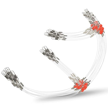Fishing Leaders Saltwater Tackle Rig Surf Fishing Rigs with Swivel Snaps High Strength Wire Leader Bottom Rigs Fishing Gear Equipment for Lures Bait Hooks - color: White Nylon, style: 2 Arms-12pcs