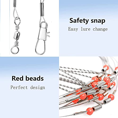 YOTO Fishing Tackle Leaders,Hi-Low Rig,Double Arms Saltwater Stainless Steel Leader with Swivels,High-Strength Fish Wire Gear Equipment, Fishing Gift - color: A1-17.7" 70lb-12pcs