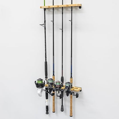 StoreYourBoard Stillwater Fishing Pole Holders for Garage, Wall and Ceiling Storage Rack for Fishing Rods, Solid Wood Garage Organizer Holds 8 Rods or Combos up to 40 lbs