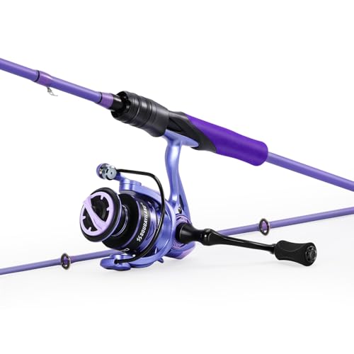 Sougayilang Spinning Combo – 5.2:1 Gear Ratio, IM6 Graphite 2-Piece Rod, Stainless Steel Guides for Bass, Trout, Panfish – Lightweight Freshwater Fishing Kit