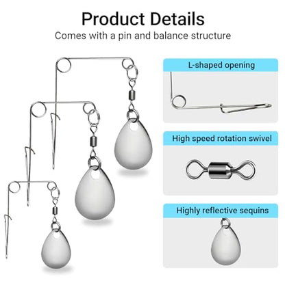 Fishing Spinnerbait Smooth Spoons Kit Fishing Spinner Blades Smooth Spoons Rigs with Willow and Teardrop Making Fishing Lures Replacement Accessories - color: D: 50Pcs Silver Teardrop Spinnerbaits Smooth Spoons Kit