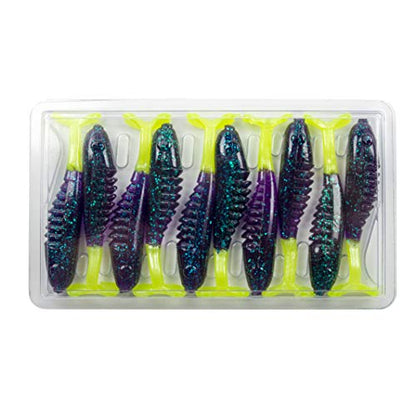Bobby Garland Slab Hunt'R Soft Plastic Crappie Fishing Lure, 2.25 Inches, Pack of 10 - color: Junebug Chartreuse