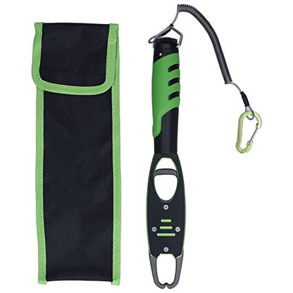 Night Cat Fish Lip Gripper with Scale, 2 in 1 Aluminum Alloy Fish Lip Grabber Professional Fishing Lip Gripper Tool Kit