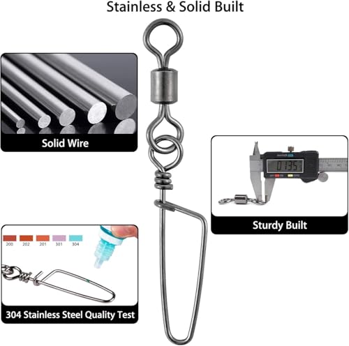 Dr.Fish 30 Pack Barrel Snap Swivels, Barrel Swivels Fishing Tackle Crane Rolling Coast Lock Snap Lure Leader Line Connector Fresh&Saltwater - size: #8-18LB-30 Pack