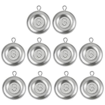 Disc Sinkers Fishing Weights, Coin Sinkers Saltwater Surf Fishing Weights for Bottom Drifting Trolling - size: 3oz-10pcs