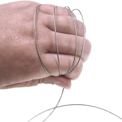 5LB-280LB 7 Strands Stainless Steel Wire Leader Nylon Coated-32.8ft Fishing Leader with 10pcs Crimp Sleeves - color: Silver with spool, size: 200LB