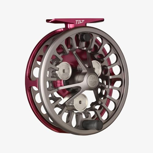 Redington Tilt Euro Nymph Reel - 2-5 Fly Reel for Euro Nymph Fishing - Large Arbor Design - Smooth Drag - Removable Weights for Perfect Balance on Any Fly Rod - 100yds/20lb Capacity - color: Garnet/Gunmetal
