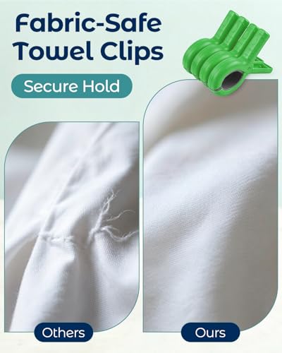 10 Pack Beach Towel Clips Heavy Duty Large Beach Essentials Chair Pool Clip | Green Clips with Strong Grip, Silicone Protection, Rust Resistant Spring, Multi-Use for Beach, Boat, Cruise & Outdoors - color: Green