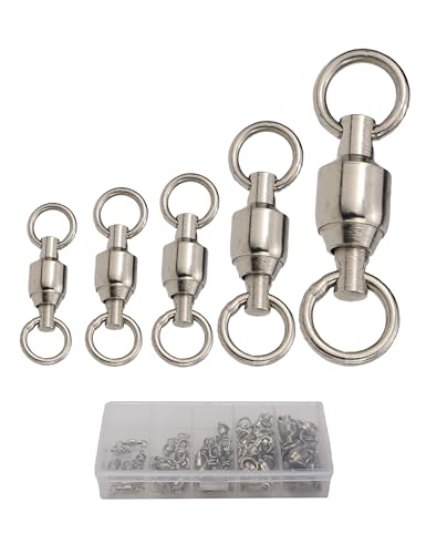 Saltwater Ball Bearing Swivel Set, Fishing Snap Swivels Heavy Duty Big Game Fishing Tackle Spinner Connector