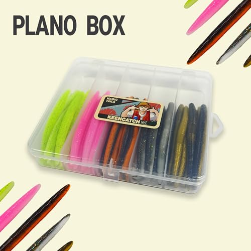 Senko Worms for Bass Fishing, Wacky Worms, Reaction Lure, Soft Plastic Bait for Ned rig, Fishing Lure Kit for Freshwater Bass - size: Senko01