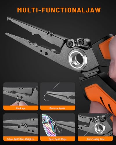 5Pcs Fishing Tool Kit, Corrosion Resistant Fishing Pliers with Lanyard, Floating Fish Lip Gripper, Braid Scissors, Fishing Gear Set, Ideal Fishing Accessories & Gifts for Men, Fishermen