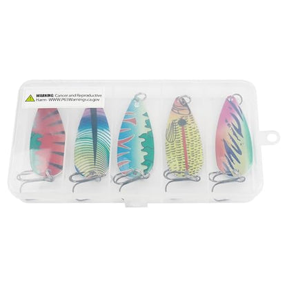Fishing Spoons Saltwater Fishing Lures,5pcs Trolling Spoon Lure with Treble Hooks Metal Jigs Lures for Bass Trout Tuna Salmon Grouper Freshwater Saltwater - size: 3/4oz(21g)