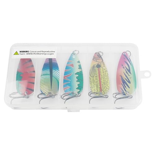 Fishing Spoons Saltwater Fishing Lures,5pcs Trolling Spoon Lure with Treble Hooks Metal Jigs Lures for Bass Trout Tuna Salmon Grouper Freshwater Saltwater - size: 1/4oz(7g)