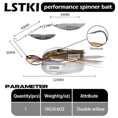 Spinnerbaits Fishing Lures, Bass Fishing Lures Weighted Spinner Baits Buzzbait, Hard Metal Lure Topwater Swimbait Jig for Trout Salmon Pike Bass Saltwater Freshwater Saltwater - color: F