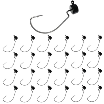 Reaction Tackle Mushroom Jig Heads for Ned Rig Finesse Bass Fishing, Stand-Up Design with Standard and EWG Hook Options (25-Pack) - color: Black EWG, size: 3/16 Oz