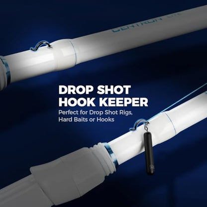 KastKing Centron Lite Twin Tip Rods, IM6 Graphite Blanks, Twin Tip Rods, Stainless Steel Guides with Ceramic Rings, Split or Full Rear EVA Handle Design, Drop Shot Hook Keeper - size: 6'6"- MH- MF (2 Pcs+ Extra Tip), style: Casting