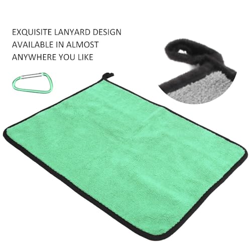 – Thickened Double Sided Absorbent Hand Towel with Clip for Fishing, Boating, Kayaking, Wiping Rods, Reels and Outdoor Gear, 15.7 x 11.8 Inch(Green) - color: Green