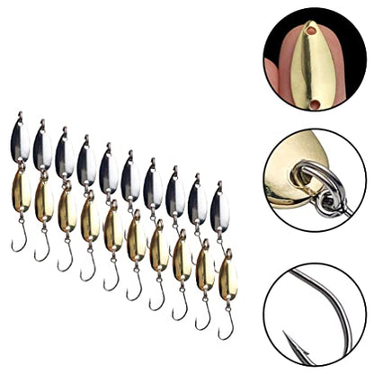 VOSAREA 20pcs Fishing Lure Blades Bright Color Metal Bait for Freshwater Fishing Compact Lightweight Design for Attracting Bass and Other Fish