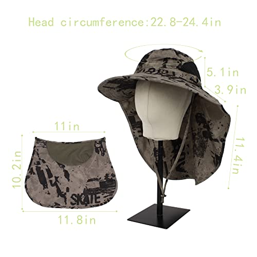 Unisex Outdoor Work Sunhat with Face Neck Flap UV Protection for Fishing Hiking Mountaineering Garden - color: Brown