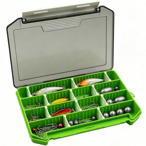 2-Pack Fishing Tackle Boxes,Small Tackle Trays with Adjustable Dividers for Hooks, Weights, Swivels, Hard Lures (Green) - color: 2 Pack Green(Size: 8" L x 5.5" W x 1" H)