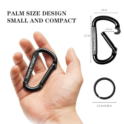 Carabiner Clip - Heavy Duty Carabiners 800lbs-13KN (2922 lbs) Carabeaner D Ring Shape,Key Chain Clip Hook,Keychain Clip,Multipurpose for Camping, Hiking,Backpacking or Other Outdoor Activities. - style: 6PCS 2.5 Inch (800 lbs)