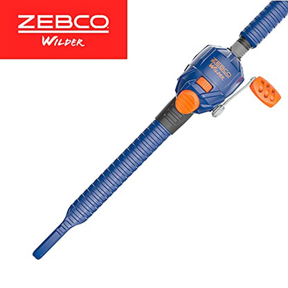 Zebco Wilder Fishing Reel and Rod Combo, 4'3" Durable Fiberglass Rod with Built-In Carabiner, Patented No-Tangle Reel, Pre-Spooled with 6-Pound Zebco Cajun Fishing Line - style: Spincast Reel - 2pc Rod