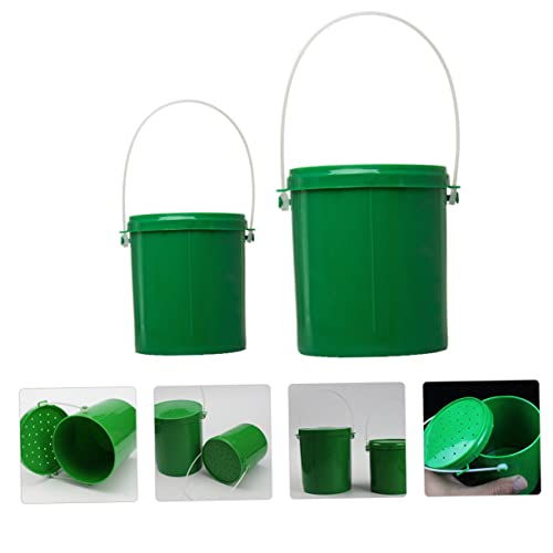 UPKOCH 2pcs Breathable Fishing Bait Bucket for Live Worms and Maggots Durable Plastic Lures Container with Handle Lightweight and Portable Fishing Tool for Outdoor Use