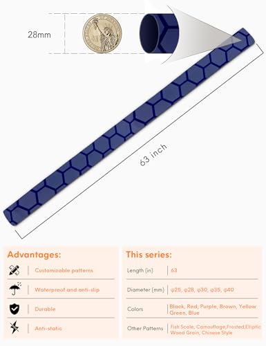 Accering Honeycomb Pattern Heat Shrinking Tubing Fishing Pole Shrink Wrap Durable for Wooden Foam Rubber Handle (φ28mm, L5.25 ft, Blue) - color: Blue, size: φ28mm, L5.25ft