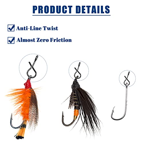 Fly Fishing Snaps Twist Clips,300pcs Stainless Steel Quick Change Lure Snaps No Knot Fast Clip Lure Connector for Flies Jigs Hooks Fly Trout Fishing Lures Clip Swivels Terminal Tackle